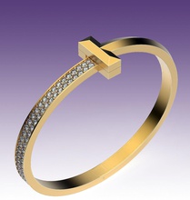 bracelet large or argent tiffany gemmes classique motif rectangulaire style mode luxe bijoux bracelets 3d print model - Mito3D