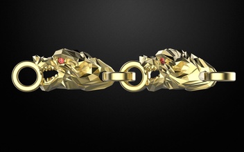 armband wolf steine simplified form kette verknüpfung silber engagement ring verschönerung schmuck anhänger manschettenknöpfe gold vereinfacht bilden armbänder 3d print model - Mito3D