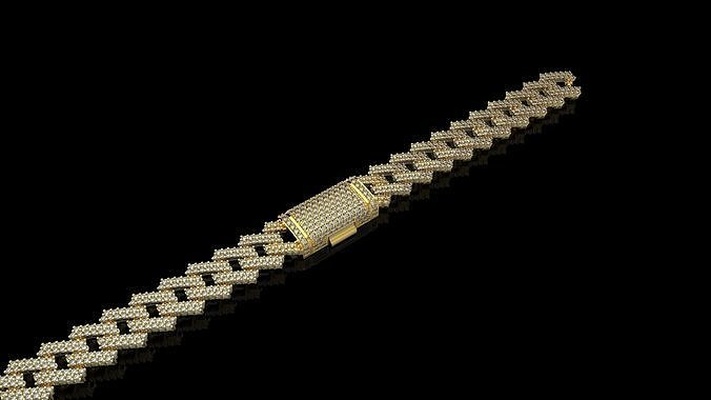 braccialetti cubano n1 oro argento stampabile squillare diamante gioiello gioielleria nozze gemma 3d print model - Mito3D