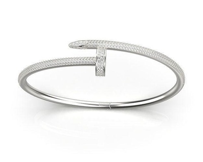 pulseiras nal 19 Tamanho ouro jóias diamante imprimível famoso unha pulseira brilhante moda beleza marca jóia popular branco prata gema joalheria luxo 3d print model - Mito3D