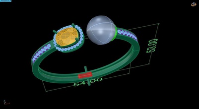 bracelets oval pearl jewelry gem diamond gold 3d print model - Mito3D