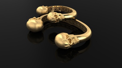 bracelets skulls men women jewelry printable skull jewel silver gold oriinal fashion amazing creative bracelet golden 3d print sterling gift patterns 3d print model - Mito3D