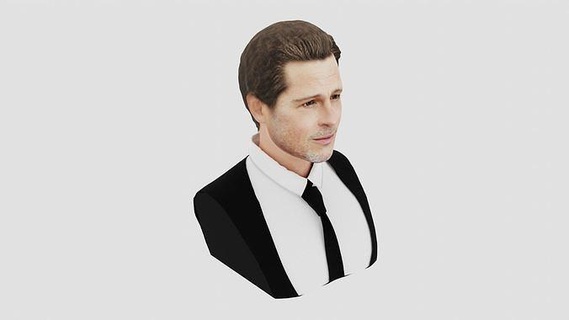 brad pitt actor movie hollywood character man human body head pose model people clothing realistic anatomy hair young print boy male bust art sculptures 3d print model - Mito3D