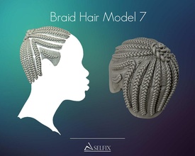 treccia acconciatura 07 capelli testa simbolo ritratto maschio femmina arte sculture 3d print model - Mito3D