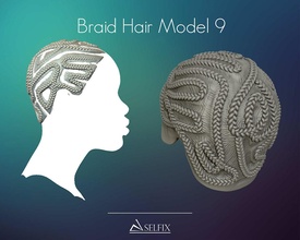 treccia acconciatura 09 capelli testa simbolo ritratto maschio femmina arte sculture 3d print model - Mito3D