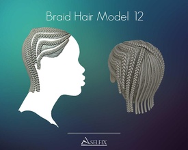 treccia acconciatura 12 capelli testa simbolo ritratto maschio femmina arte sculture 3d print model - Mito3D