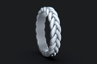 braid ring jewelry queue tress pigtail tail ply sliver strand custom size bespoke head hair girl jewellery wedding engagement band scythe rings 3d print model - Mito3D