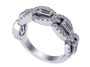 trenzado junquillo Derecho diamante anillo dorado plata joyería joya anillos 3d print model - Mito3D