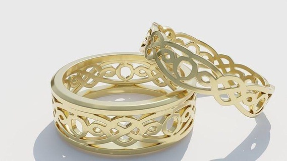 trenzado céltico nudo anillo joyería joya plata oro anillos imprimible Boda compromiso brillante libra esterlina blanco diamante bandas banda 3d print model - Mito3D