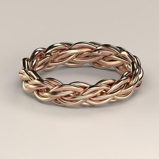 braided chain ring band without stones knot jewelry scalable printable fashion silver rope steel rings 3d print model - Mito3D