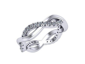 braided diamond band diamonds golden silver jewelry ring rings 3d print model - Mito3D