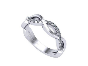 braided diamond band golden silver jewelry ring rings 3d print model - Mito3D