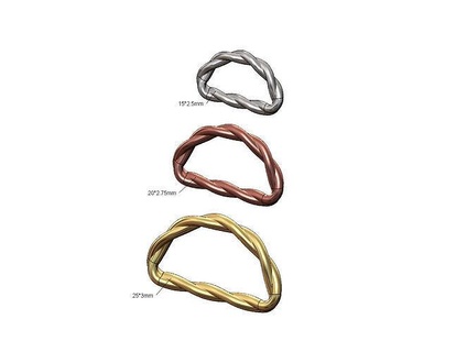 braided link strap sliders hardwear wire slider purse bag finding fashion clothing leather jewelry gold silver printable jewellery 3d model 3d print model - Mito3D