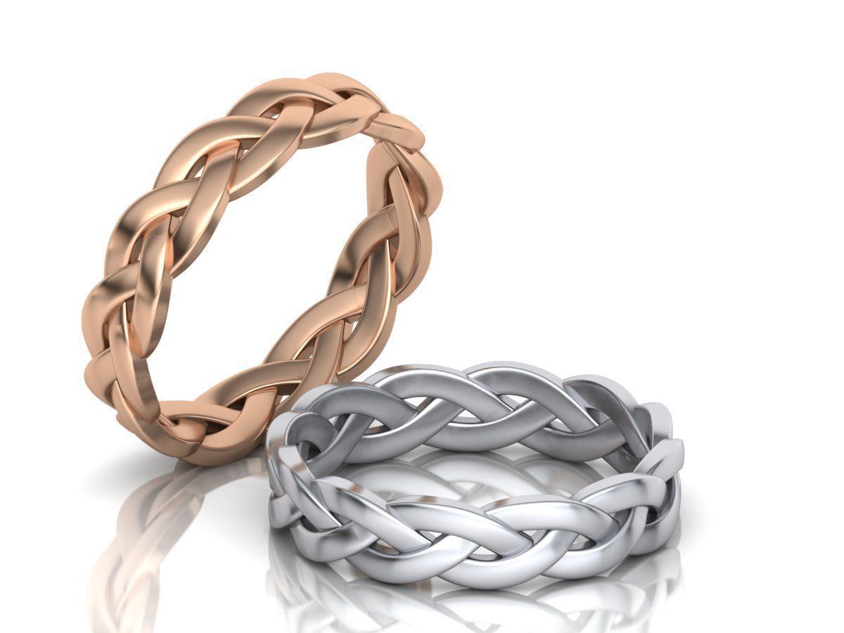 intrecciato squillare nozze gruppo musicale codino oro argento gioielleria stampabile cad anelli uniti d'america canada nodo classico 3D print model - Mito3D
