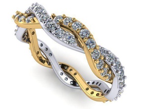 trenzado anillo 112 oro plata imprimible diamante joya joyería Boda compromiso platino collar enganchar vestir pulsera brillante libra esterlina Moda 3d print model - Mito3D
