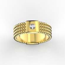 trenzado anillo 3 mm roca anillos diamante joya compromiso boda joyería oro 3d print model - Mito3D