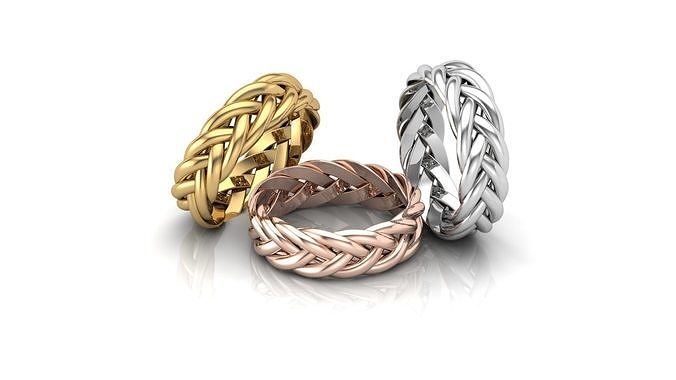 tressé bague Nouveau modèle Taille bijoux or anneaux imprimable argent 3D print model - Mito3D