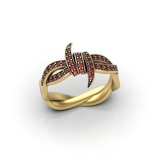 tressé bague pointes bijoux diamant épines chaîne engrener aiguilles câble osier gemme mode imprimable anneaux 3d print model - Mito3D