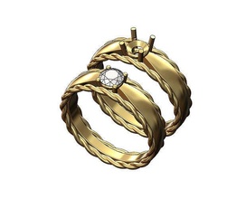 trançado corda beliscado haste 5mm solitário anel tamanhos 5to9 diamante moda joalheria imprimível ouro prata luxo 3d modelo Casamento 3d print model - Mito3D