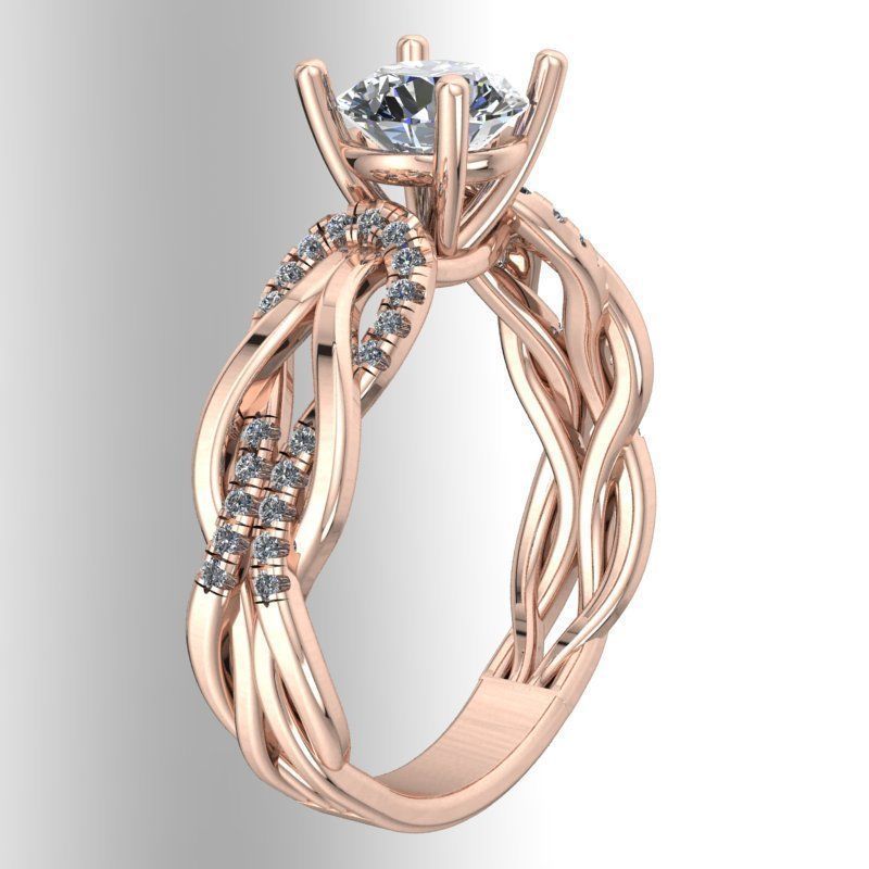 braided shank engagement ring jewelry printable rings 3D print model - Mito3D