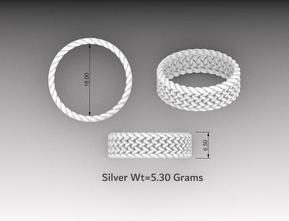trenzado textura anillo banda joyería joya retorcido anillos plata oro canalla leva cnc trenza 3d print model - Mito3D