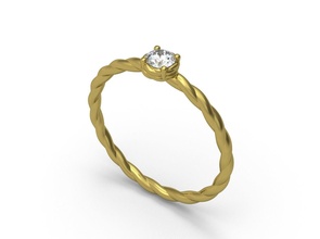 trenzado cable diamante solitario anillo us tamaños 5to8 Boda compromiso Moda joyería joya imprimible oro plata lujo vendimia retorcido clásico cuerda 3d print model - Mito3D