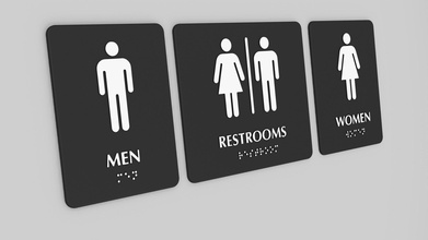 braille toilet restroom signs 3d 3dprinting men women dda disability discrimination act savings simple design harry hale architectural interior office commercial art logos 3d print model - Mito3D