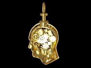 beyin dişliler kolye altın baş profil takı dekoratif moda anahtarlık karakter adam anatomi 3d print model - Mito3D