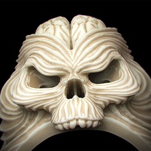 cerveau crâne bague sculpture art tête bijoux 3dprint anneaux imprimable bijou mode argent anatomie 3d print model - Mito3D