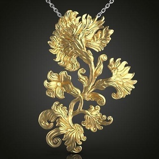ramifié fleur pendentif or bijoux argent imprimable bijou Collier gemme sterling pendentifs blanc luxe 3d print model - Mito3D