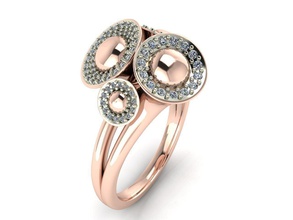 ottone strumento musicale anello gioielli diamante stampabile pinkgold musicring di diamanti cad fashionring anelli 3d print model - Mito3D