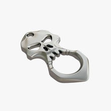 brass knuckles skull knuckle duster defence defense protection security kick attack weapon cranium brainpan keychain sharp metallic steel safety gadgets keychains 3d print model - Mito3D