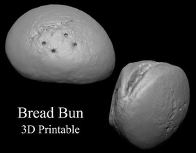 bread bun - rustic wheat food delicious bakery baked good lunch breakfast pastry grocery freshness meal dinner tasty nutrition carb sandwich house kitchen dining 3d print model - Mito3D