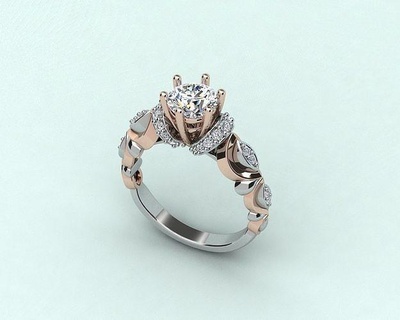 nuziale Fidanzamento squillare anelli diamante oro rosa gioielleria stampabile brillante moderno lussuoso matrimonio prezioso classico bellissimo 3d print model - Mito3D