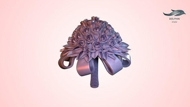 nupcial rosa ramo imprimible novia flor boda novio amor hermoso decoración arte 3d print model - Mito3D