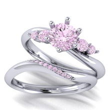 bridal set jewelry ring jewel diamond precious engagement wedding ladies gold silver band gem fashion lady rings 3d print model - Mito3D