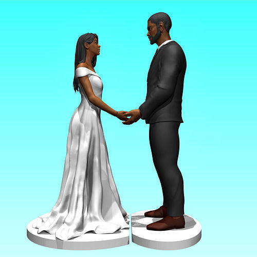 noiva noivo versão 2 Casamento imprimível casal casamento noivado Preto arte esculturas 3D print model - Mito3D