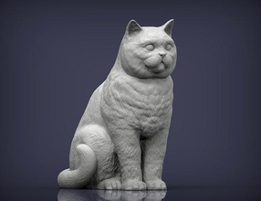 britânico cabelo curto gato animal mamífero selvagem gatinha natureza gatinho escultura estatueta lembrança 3d impressão modelo arte esculturas 3d print model - Mito3D