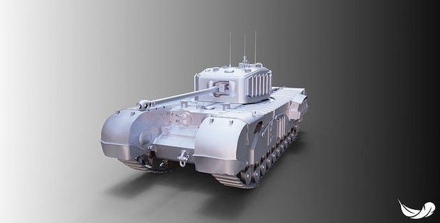 british tank churchill 7 - stl fbx military vehicle weapon game games gun toys 3d print model - Mito3D