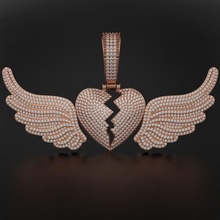 broken heart wings pendant love jewelry gold diamond silver brokenheart gem sterling broke pendants 3d print model - Mito3D
