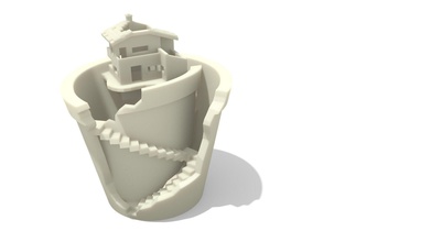 cassé pot maison de l'usine vase jardin imprimable décor 3d print model - Mito3D