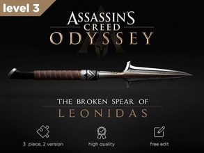 broken spear leonidas level 3 ac assassin creed odyssey cosplay high premium game toy decoration print 3d weapon hobby diy greece fantasy art sculptures 3d print model - Mito3D