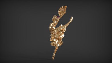 broche ballerine bijoux art sculpter or d'argent la 3d cnc bijoutier femelle les broches 3d print model - Mito3D