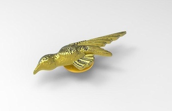 brooch bird 3d model relief rozet hook needle art sculptures 3d print model - Mito3D