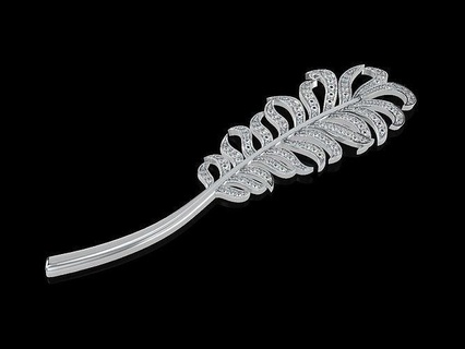 spilla piuma spilla oro argento piuma gioielleria gioiello gemme spille 3d print model - Mito3D