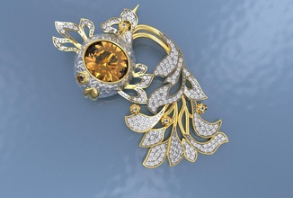 brooch gold fish gems jewelry decoration illustration printable silver topaz saphir rubin diamond brooches 3d print model - Mito3D