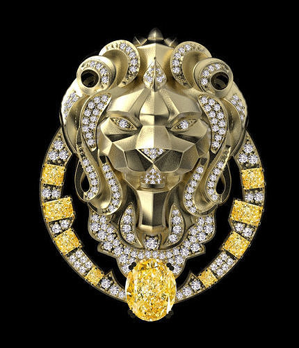 brooch lion chanel jewellry pendant gold silver tiger jewelry brooches 3D print model - Mito3D