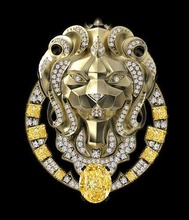 broche Lion Chanel bijoux pendentif or argent tigre broches 3d print model - Mito3D
