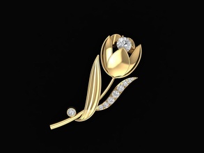 brooch tulip 13 jewelry fashion accessories gold diamond woman women design 3d print model - Mito3D