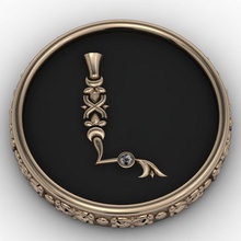 brooche mektup l Ermeni takı 3dprinted kol düğmeleri tasarım moda altın mücevher baskı yazdırılabilir Gümüş alfabe düğme broş antika yazı tipi 3d print model - Mito3D